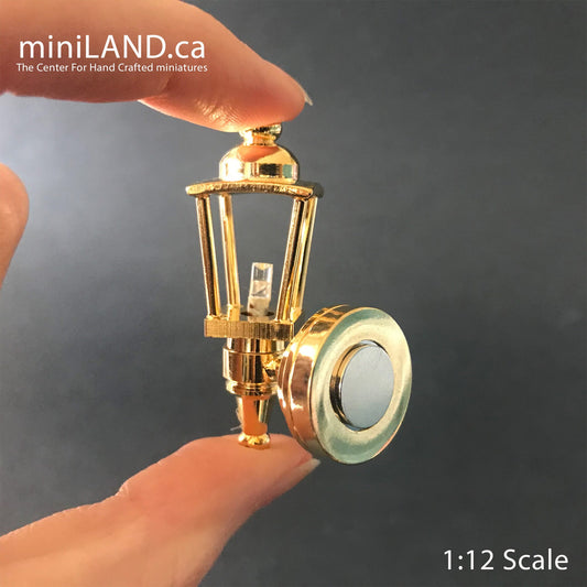 Brass Modern Carriage Lamp Sconce Super bright light with On/off switch for 1:12 dollhouse miniature FA052022
