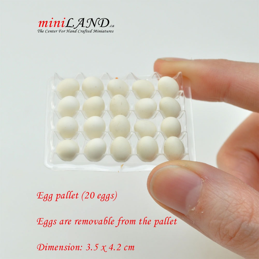Egg pallet with loose eggs for dollhouse miniature 1:12 scale brown or white eggs chicken kitchen grocery farm