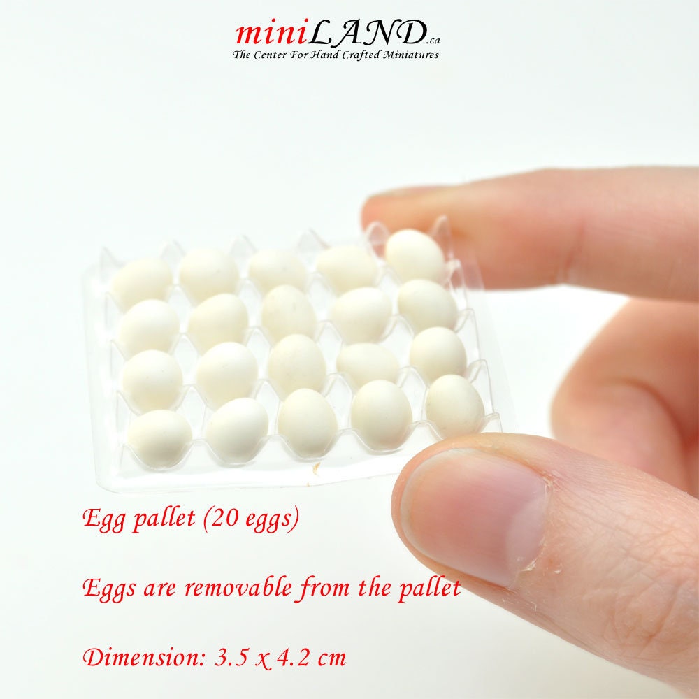 Egg pallet with loose eggs for dollhouse miniature 1:12 scale brown or white eggs chicken kitchen grocery farm