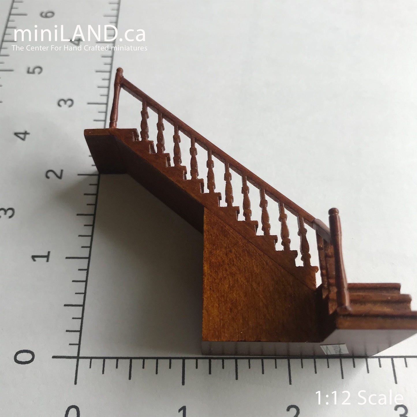 1:48 1/4" quarter scale Left staircase Top quality walnut dollhouse miniature Q8801L WN