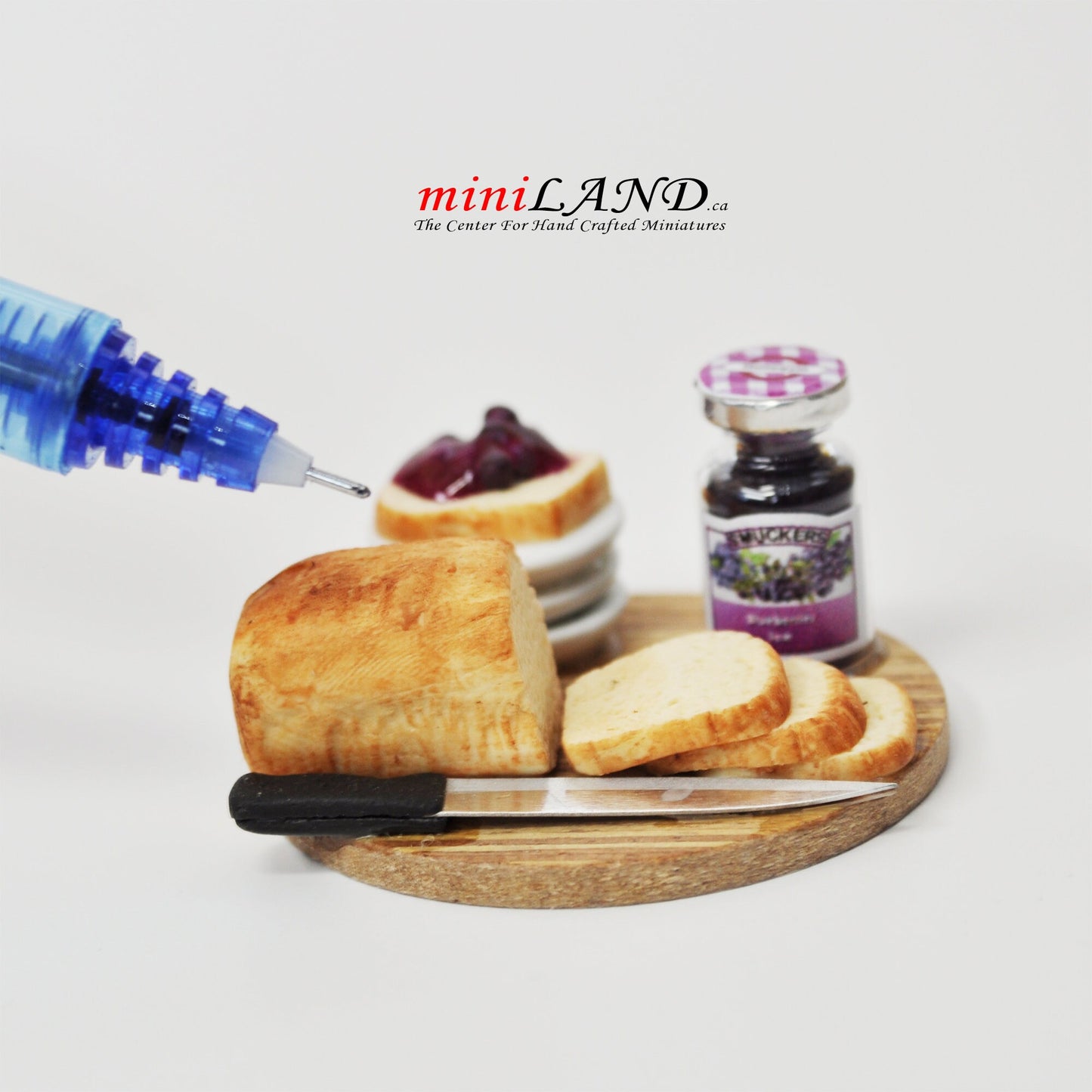 Bread with jam breakfast on wooden tray 1:12 Scale dollhouse miniature handmade food toast - choice of 3 jams!
