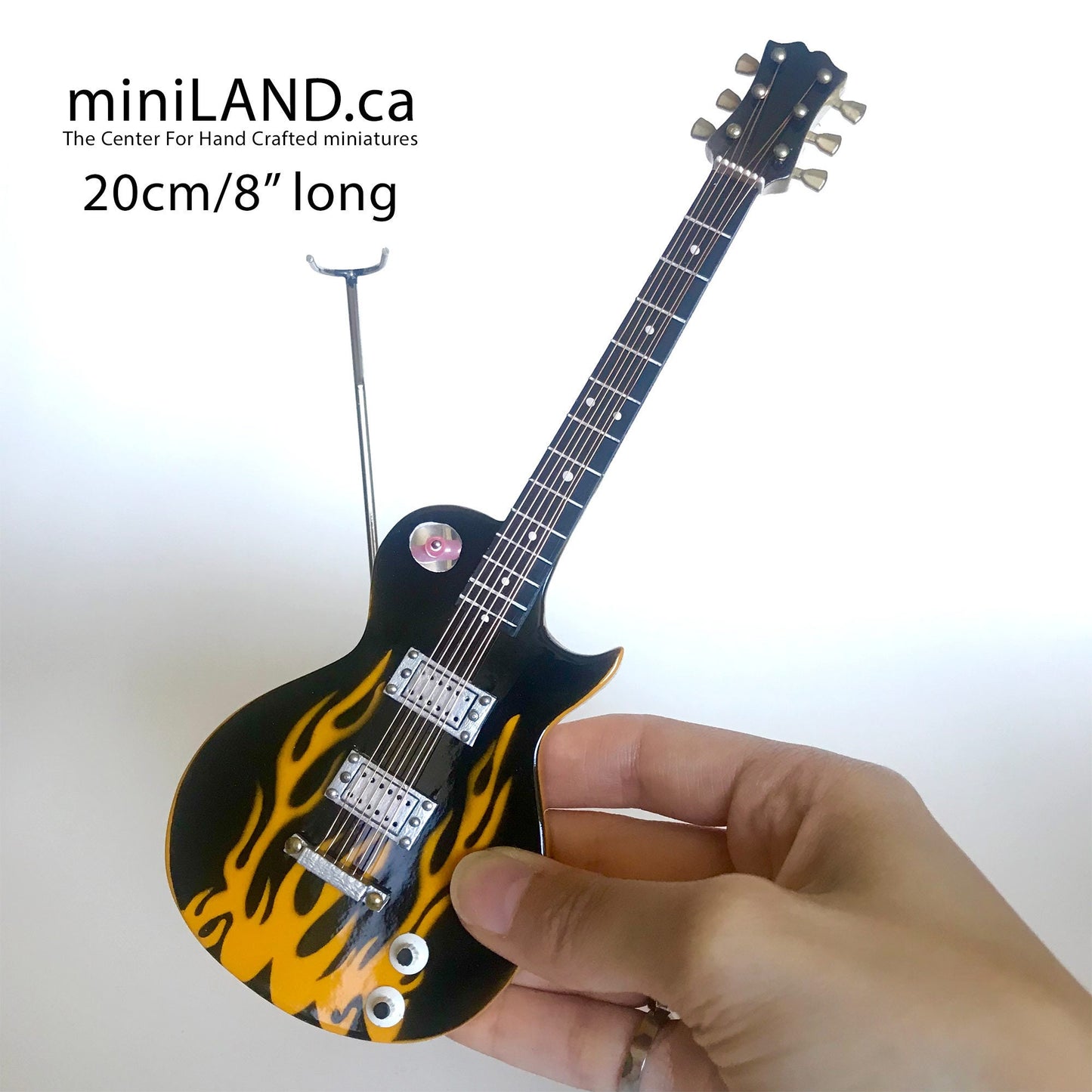 Guitare électrique miniature basse 20 cm 8" de long pouces guitares pour poupées 14"-16" avec support et étui CHOIX de 4 modèles musique mini musical