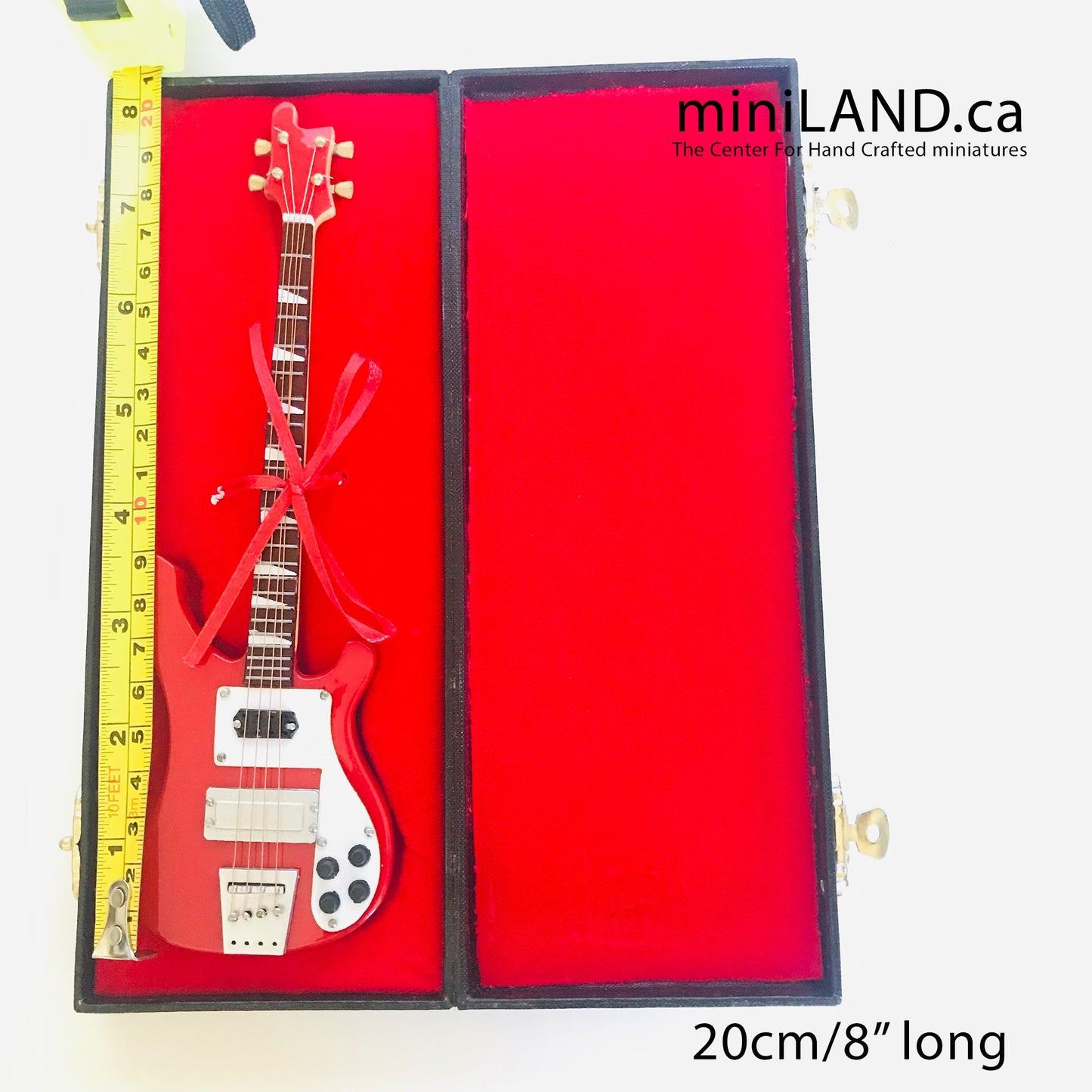 Guitare électrique miniature basse 20 cm 8" de long pouces guitares pour poupées 14"-16" avec support et étui CHOIX de 4 modèles musique mini musical