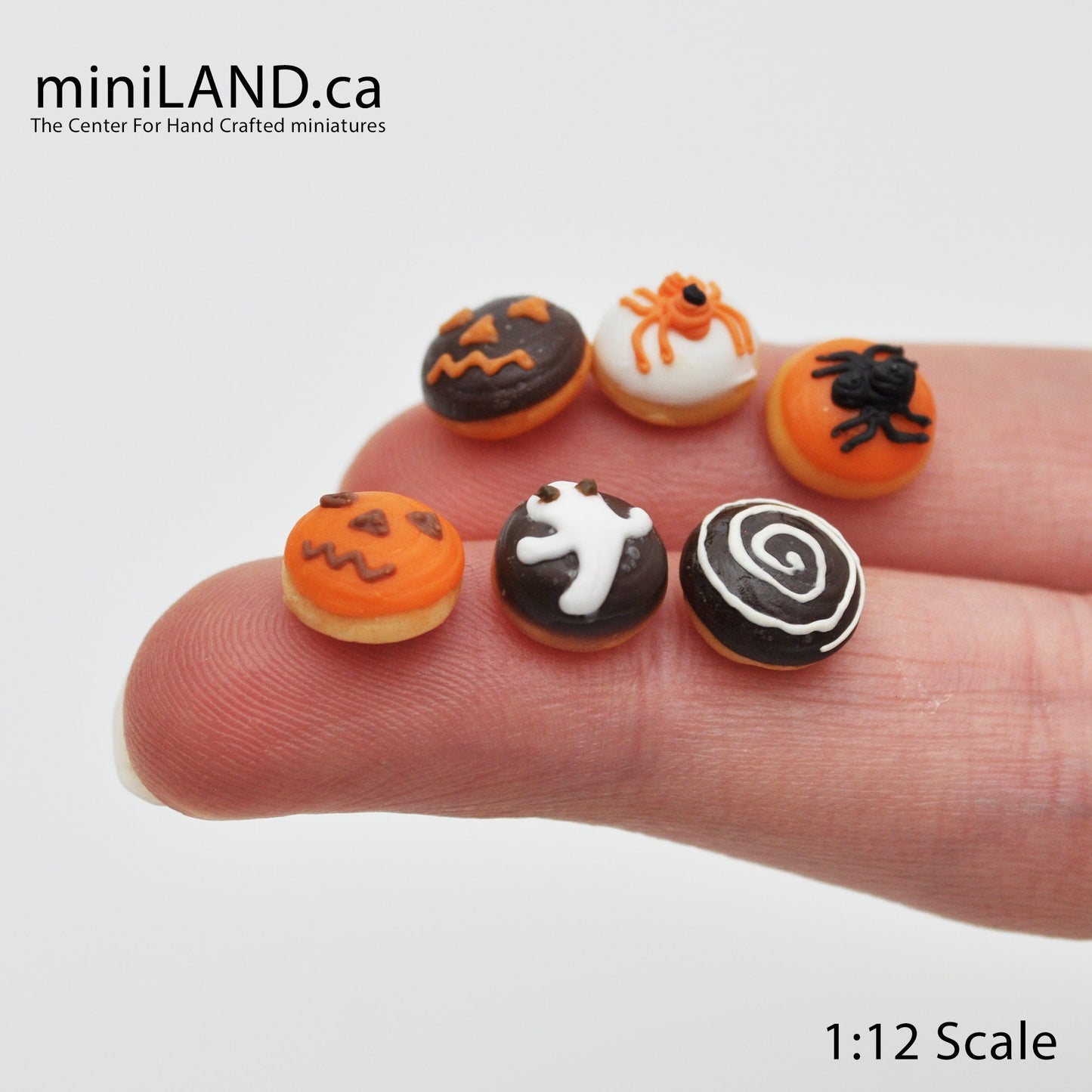 6 pcs. assorted Halloween Donuts - 1:12 Scale dollhouse miniatures food
