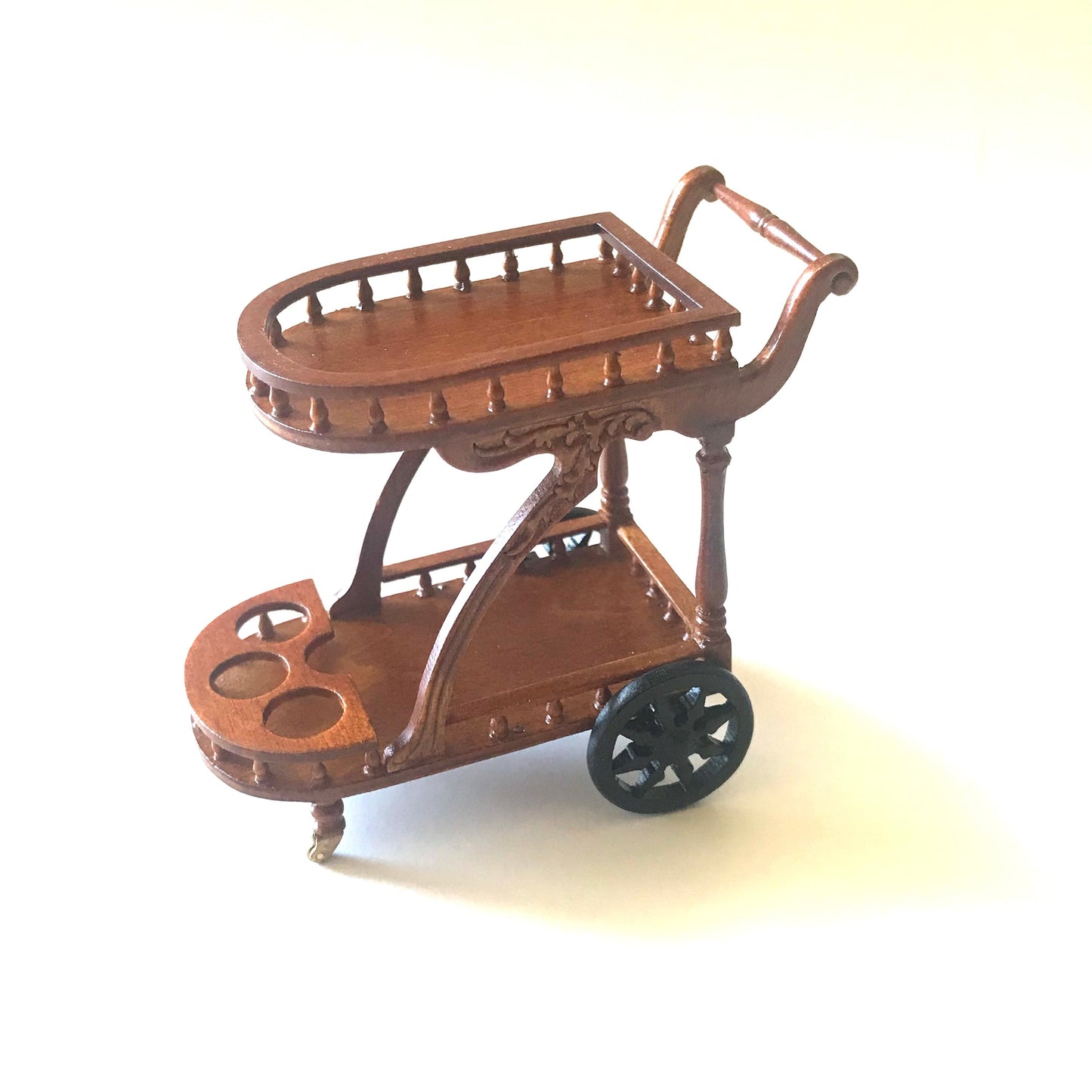 Tea cart Trolley Quality Liquor service wood handmade for dollhouse miniature 1:12 handcrafted Y9511