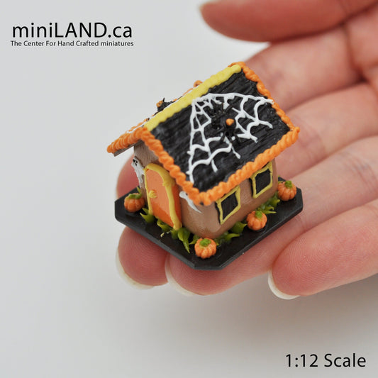 Gingerbread house Halloween 1:12 Scale dollhouse miniature handmade food GBHH3 - black roof