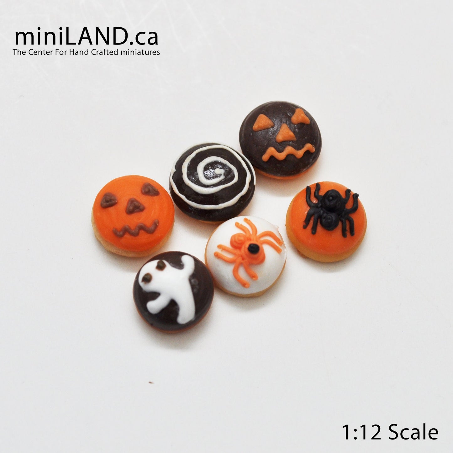 6 pcs. assorted Halloween Donuts - 1:12 Scale dollhouse miniatures food