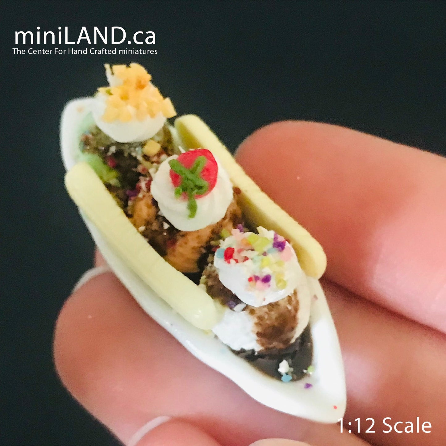 Ice cream boat platter for Doll 1-6 or large 1-12 scale CHOOSE from 4 kinds - banana split - playhouse - miniature