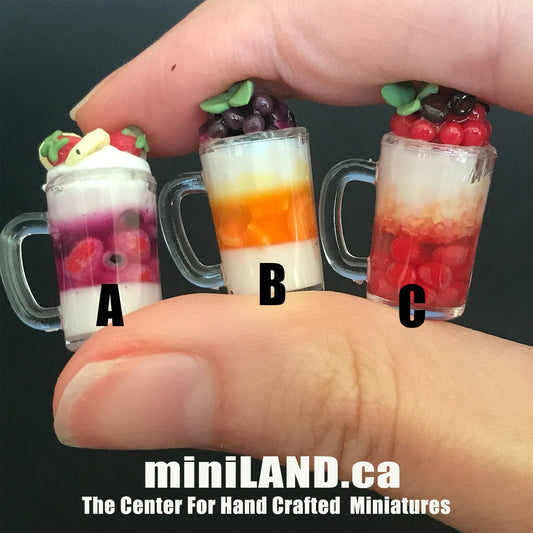 Loaded smoothie milkshake 1:12 Scale dollhouse miniature handmade food summer drink bubble tea