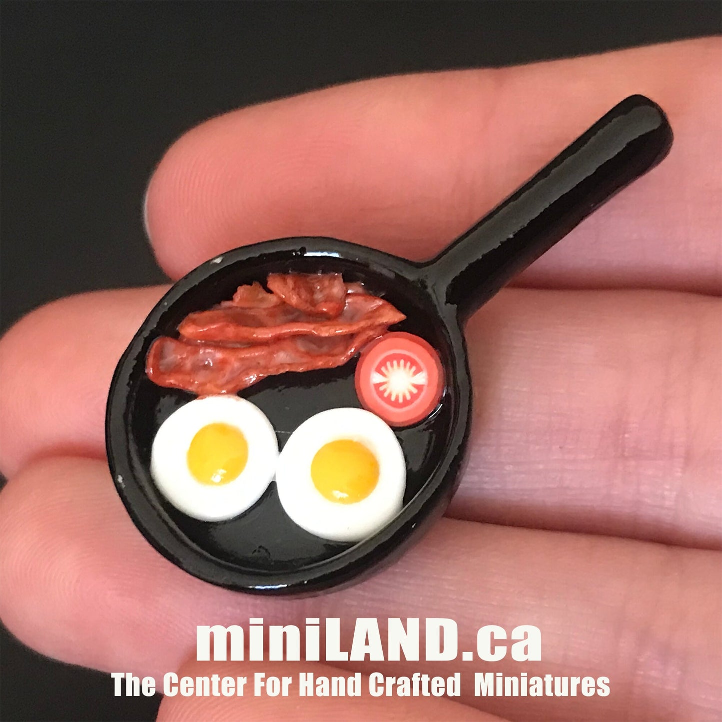Handmade Eggs breakfast skillet - 1:12 scale dollhouse miniature food