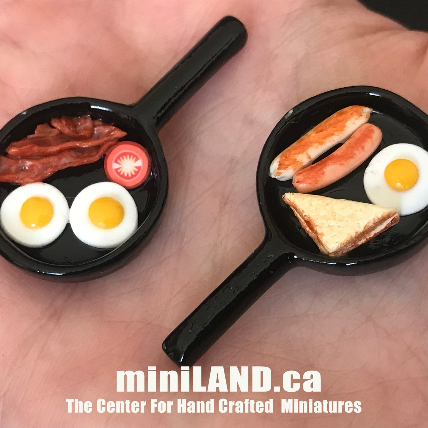 Handmade Eggs breakfast skillet - 1:12 scale dollhouse miniature food