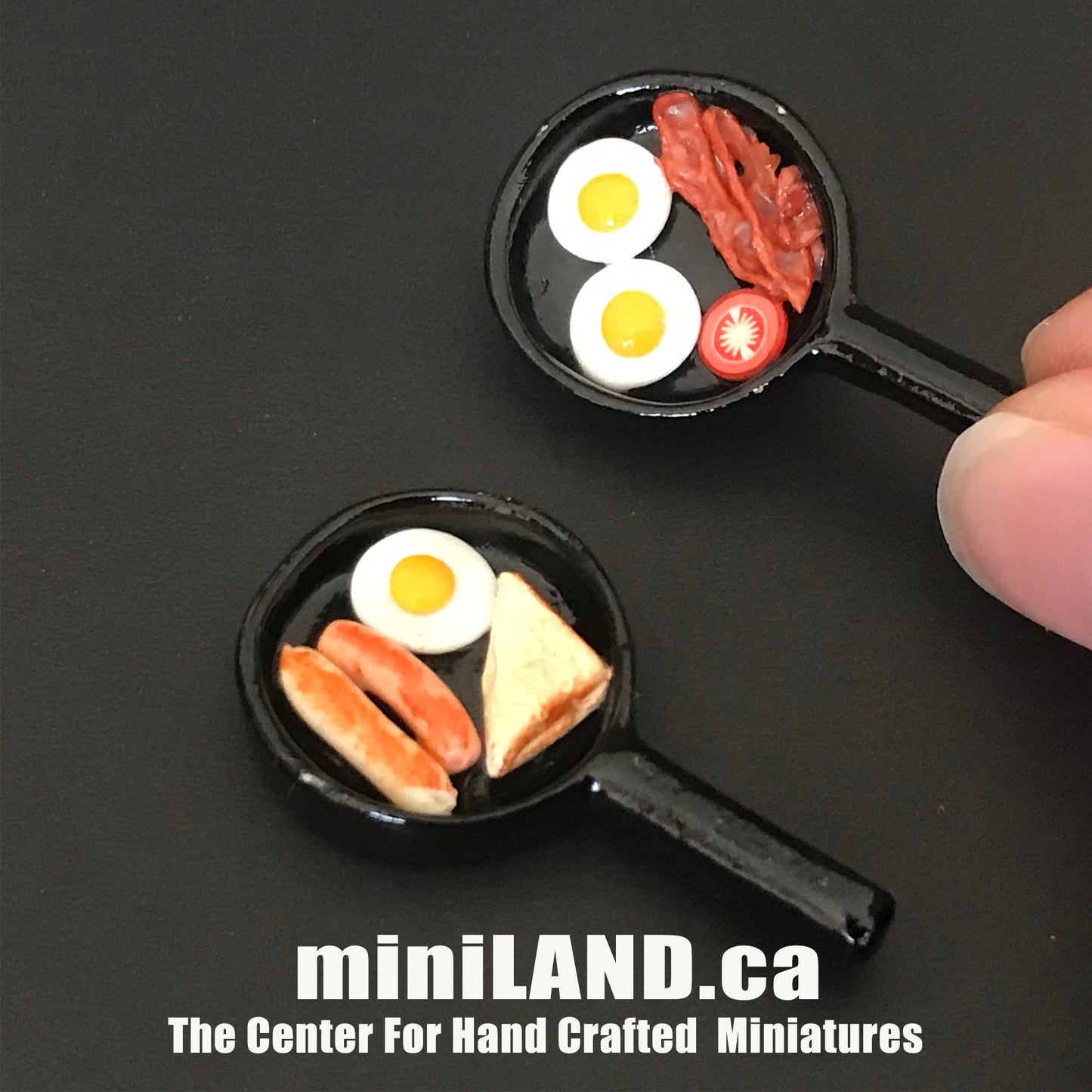 Handmade Eggs breakfast skillet - 1:12 scale dollhouse miniature food