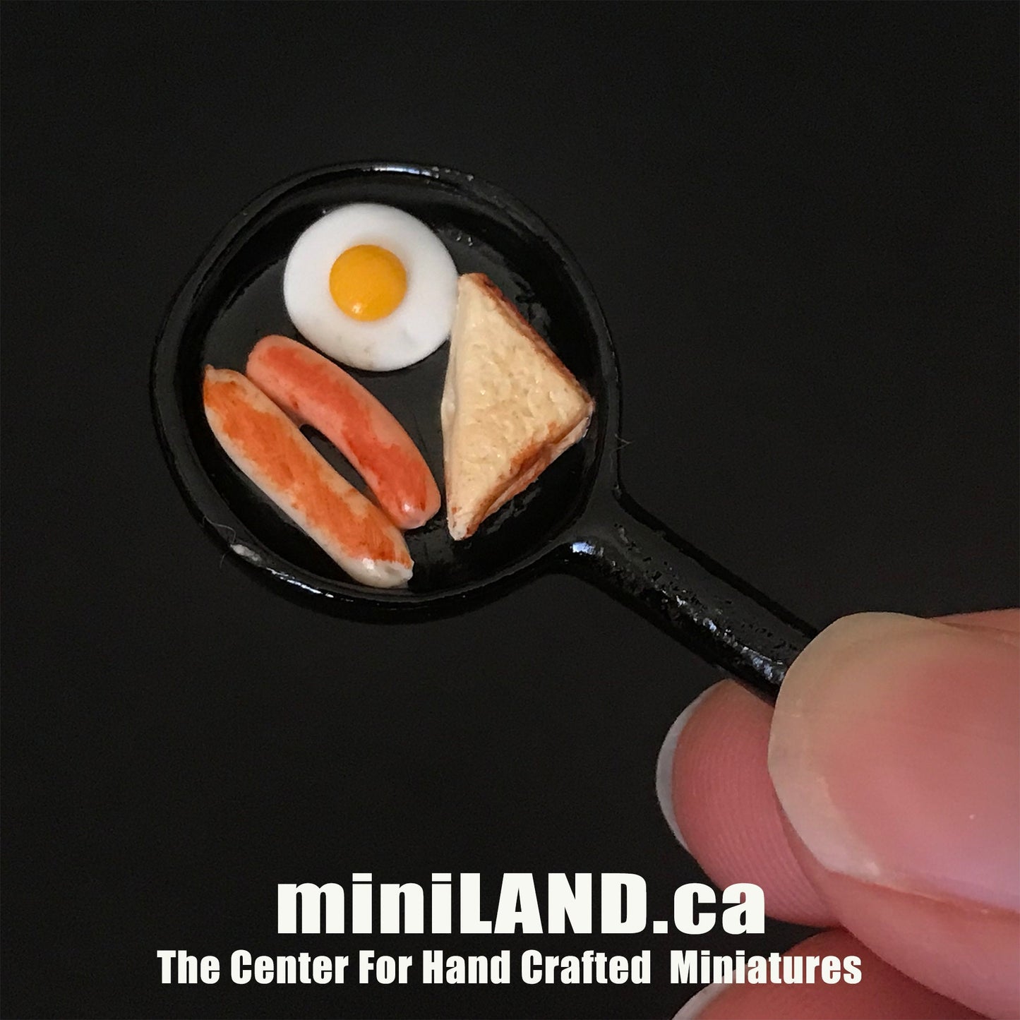 Handmade Eggs breakfast skillet - 1:12 scale dollhouse miniature food