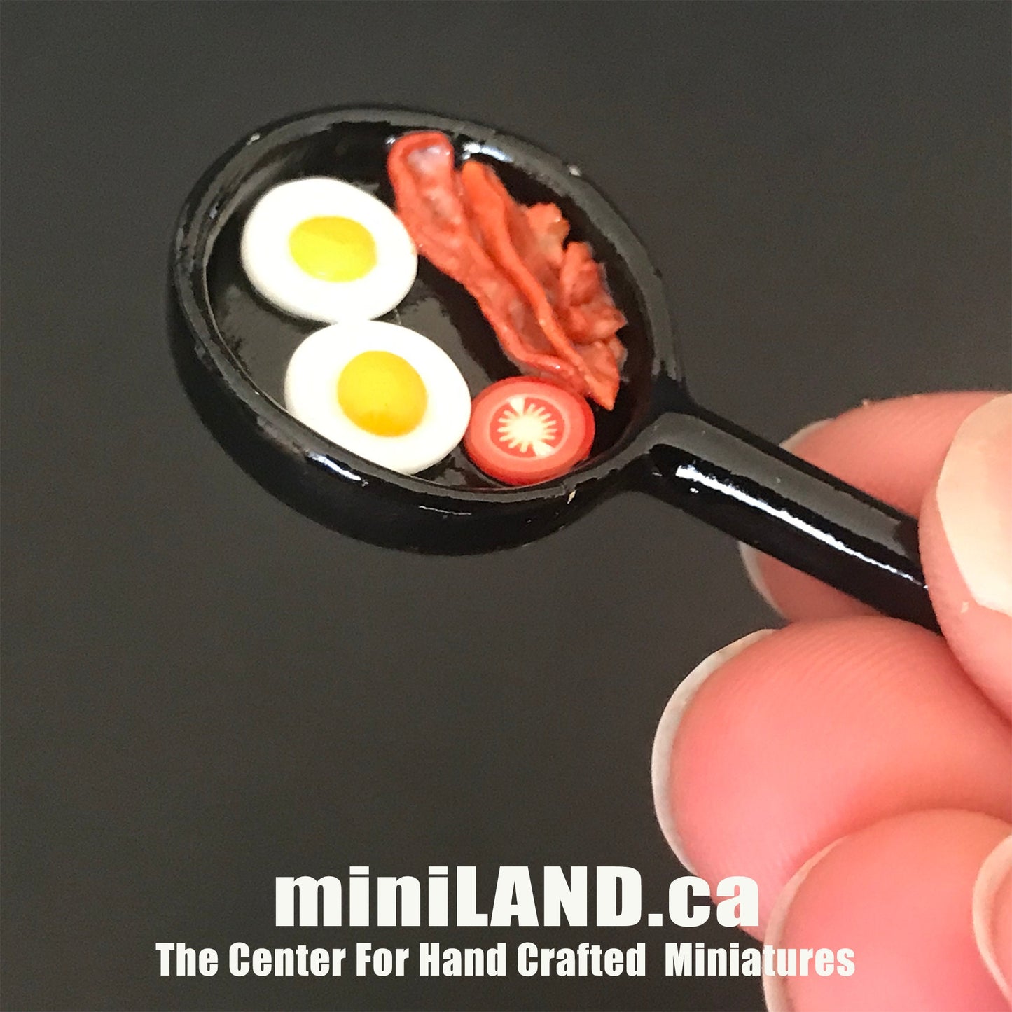 Handmade Eggs breakfast skillet - 1:12 scale dollhouse miniature food