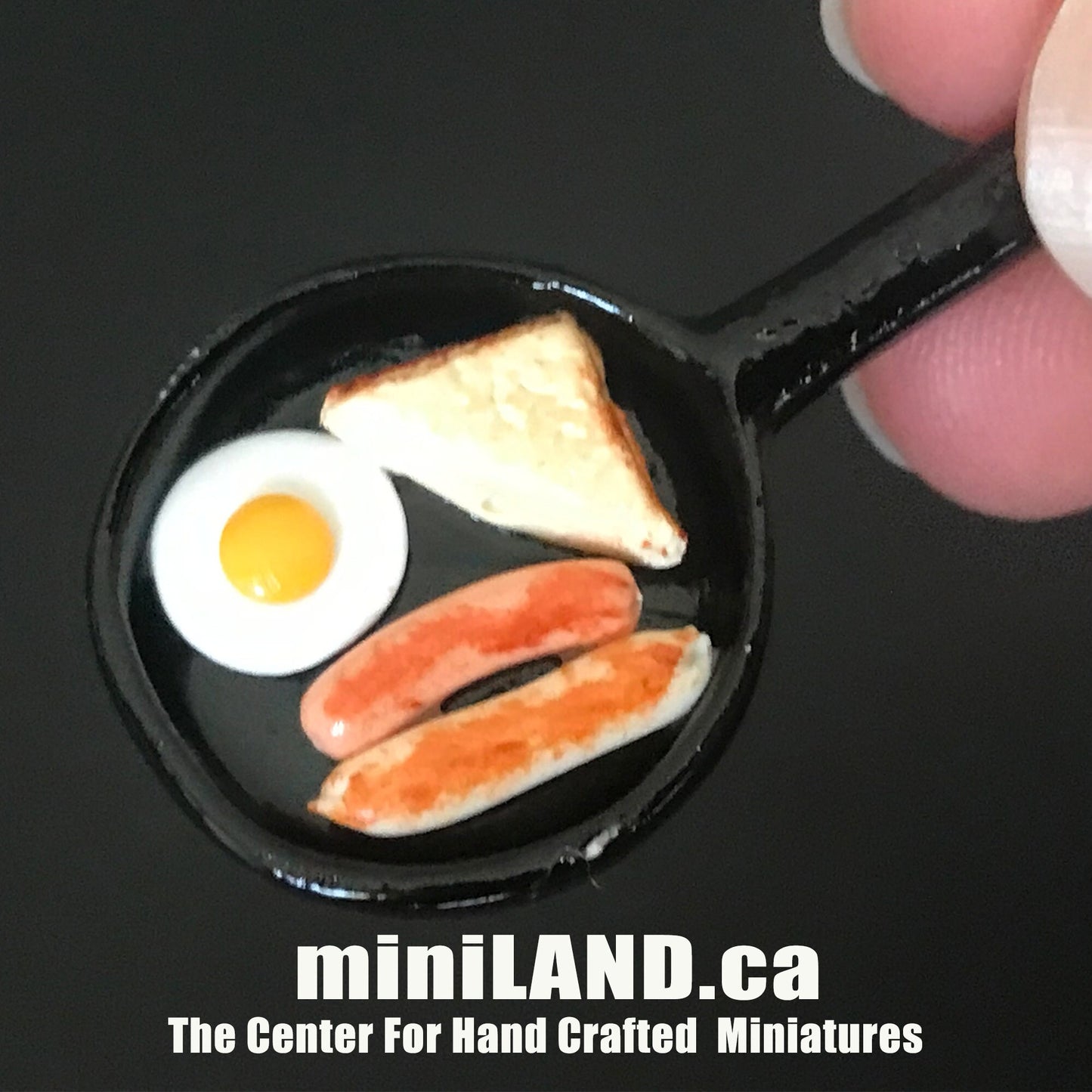 Handmade Eggs breakfast skillet - 1:12 scale dollhouse miniature food