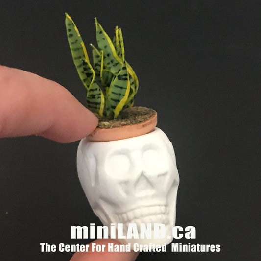 Halloween Totenkopf - unglasierter Übertopf Vase Gruseliges Herbst Halloween Dekor - Puppenhausminiatur im Maßstab 1:12