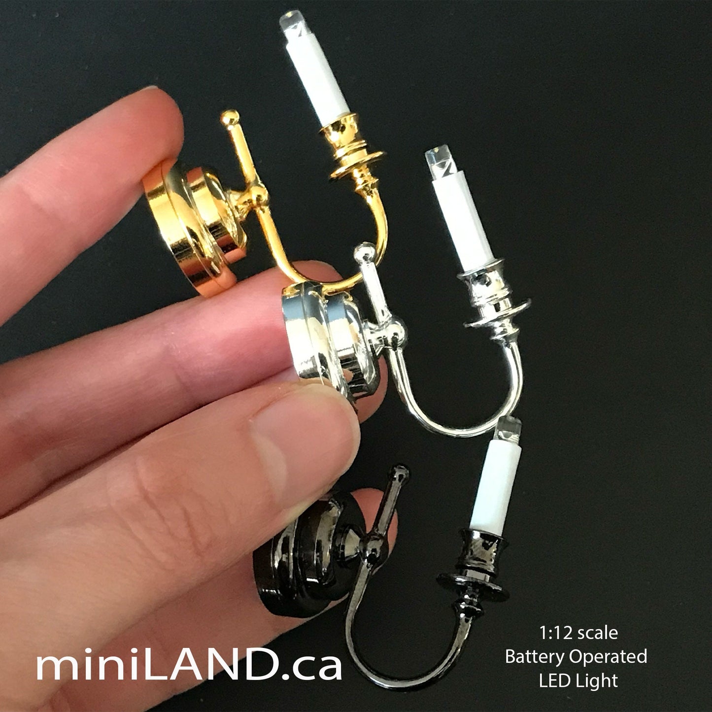 Single candle wall sconce candle holder LED super bright light with on/off switch for 1:12 scale dollhouse miniatures FA052001