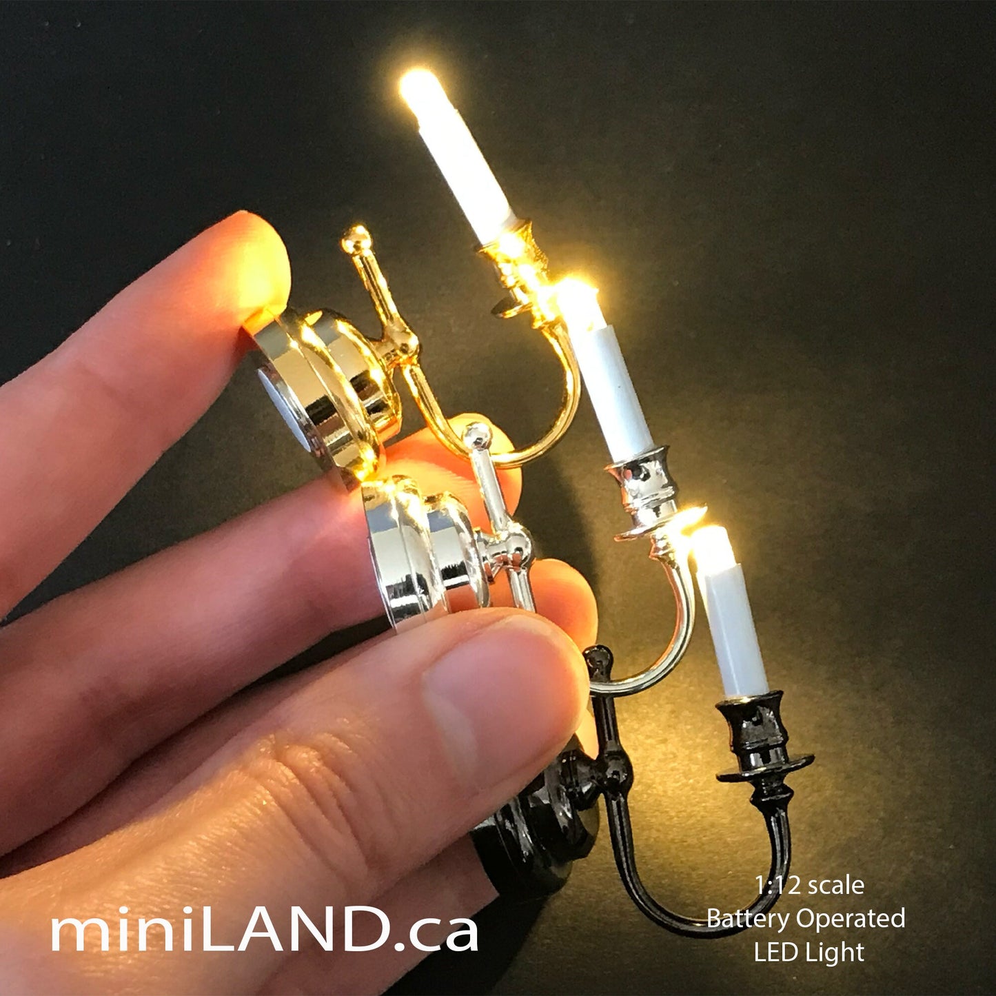 Single candle wall sconce candle holder LED super bright light with on/off switch for 1:12 scale dollhouse miniatures FA052001