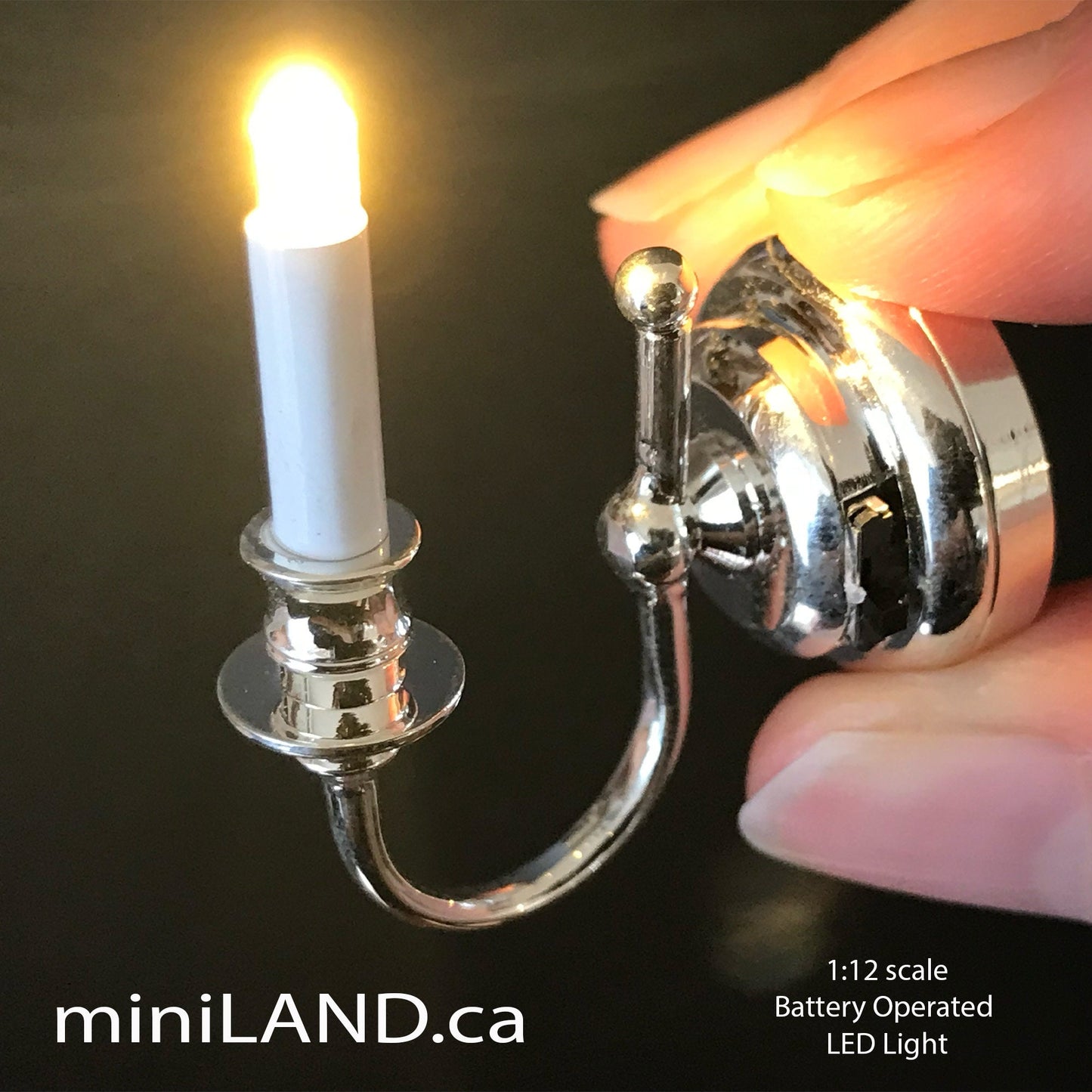 Single candle wall sconce candle holder LED super bright light with on/off switch for 1:12 scale dollhouse miniatures FA052001