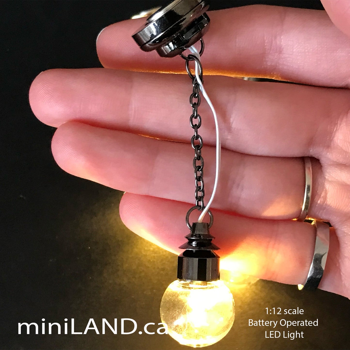 Hanging clear globe bulb lamp LED Super bright with On/off switch for dollhouse miniature 1:12