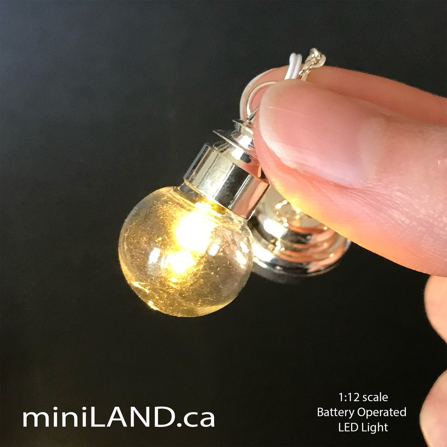 Hanging clear globe bulb lamp LED Super bright with On/off switch for dollhouse miniature 1:12