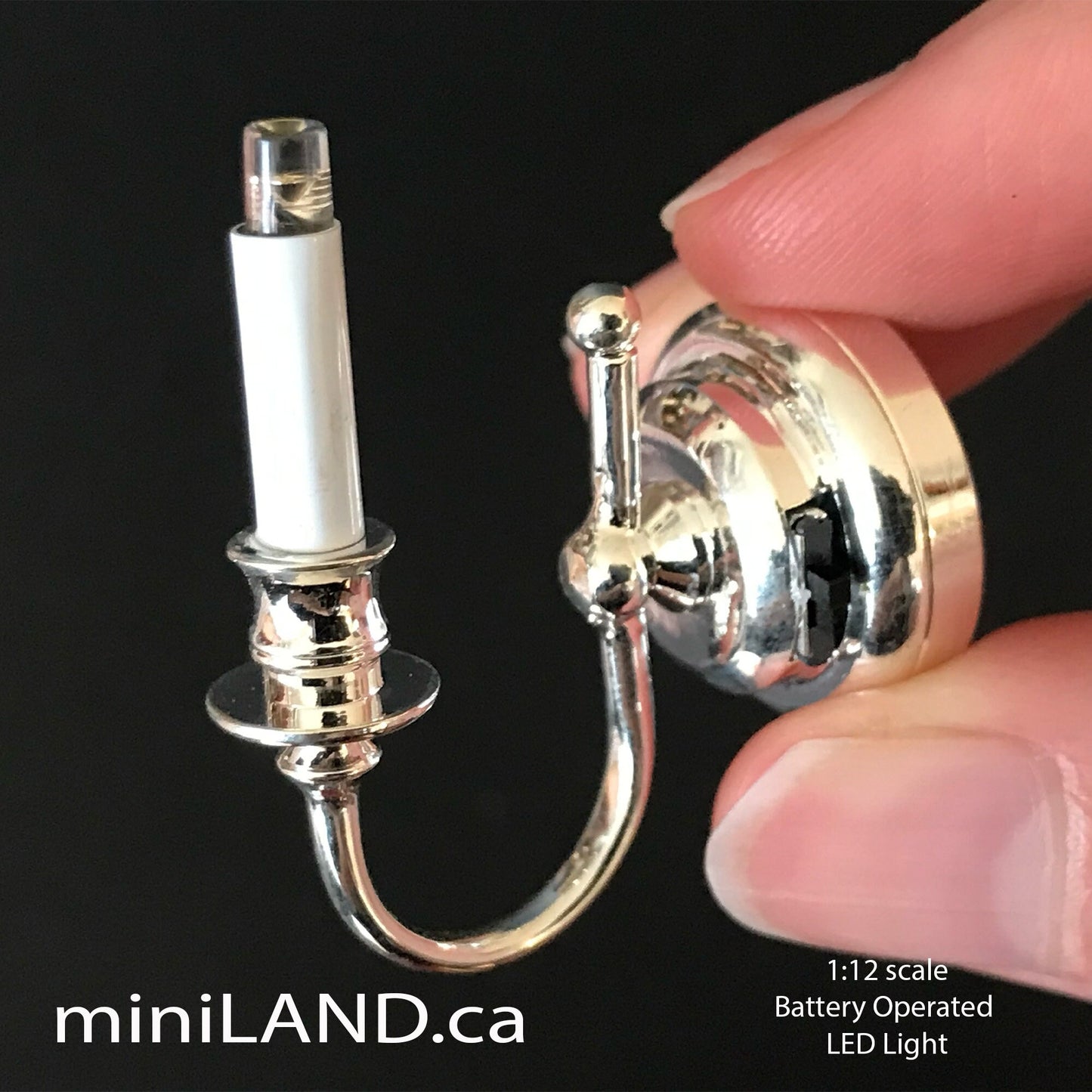 Single candle wall sconce candle holder LED super bright light with on/off switch for 1:12 scale dollhouse miniatures FA052001