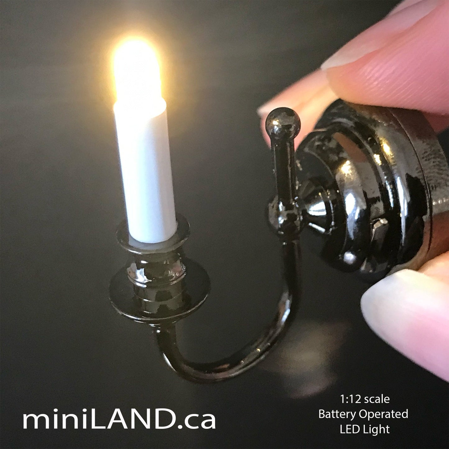 Single candle wall sconce candle holder LED super bright light with on/off switch for 1:12 scale dollhouse miniatures FA052001