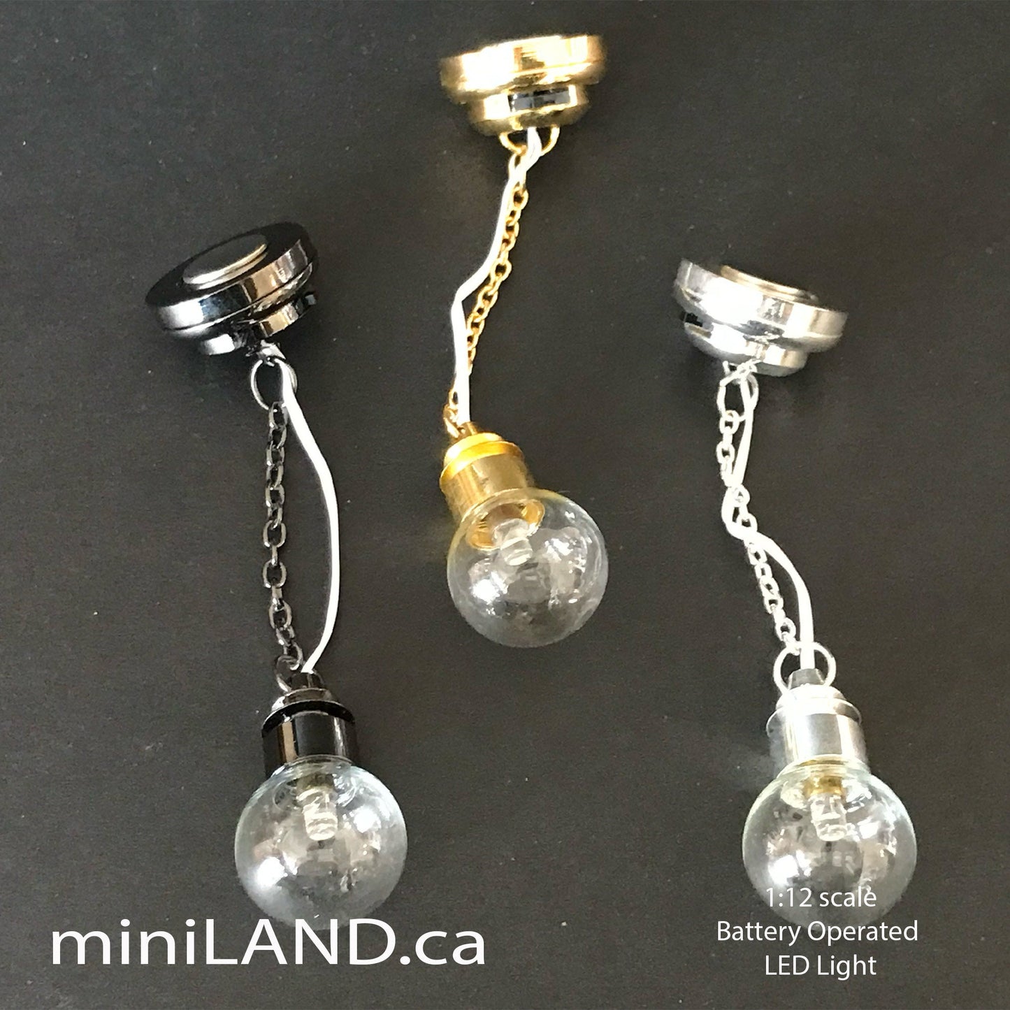 Hanging clear globe bulb lamp LED Super bright with On/off switch for dollhouse miniature 1:12