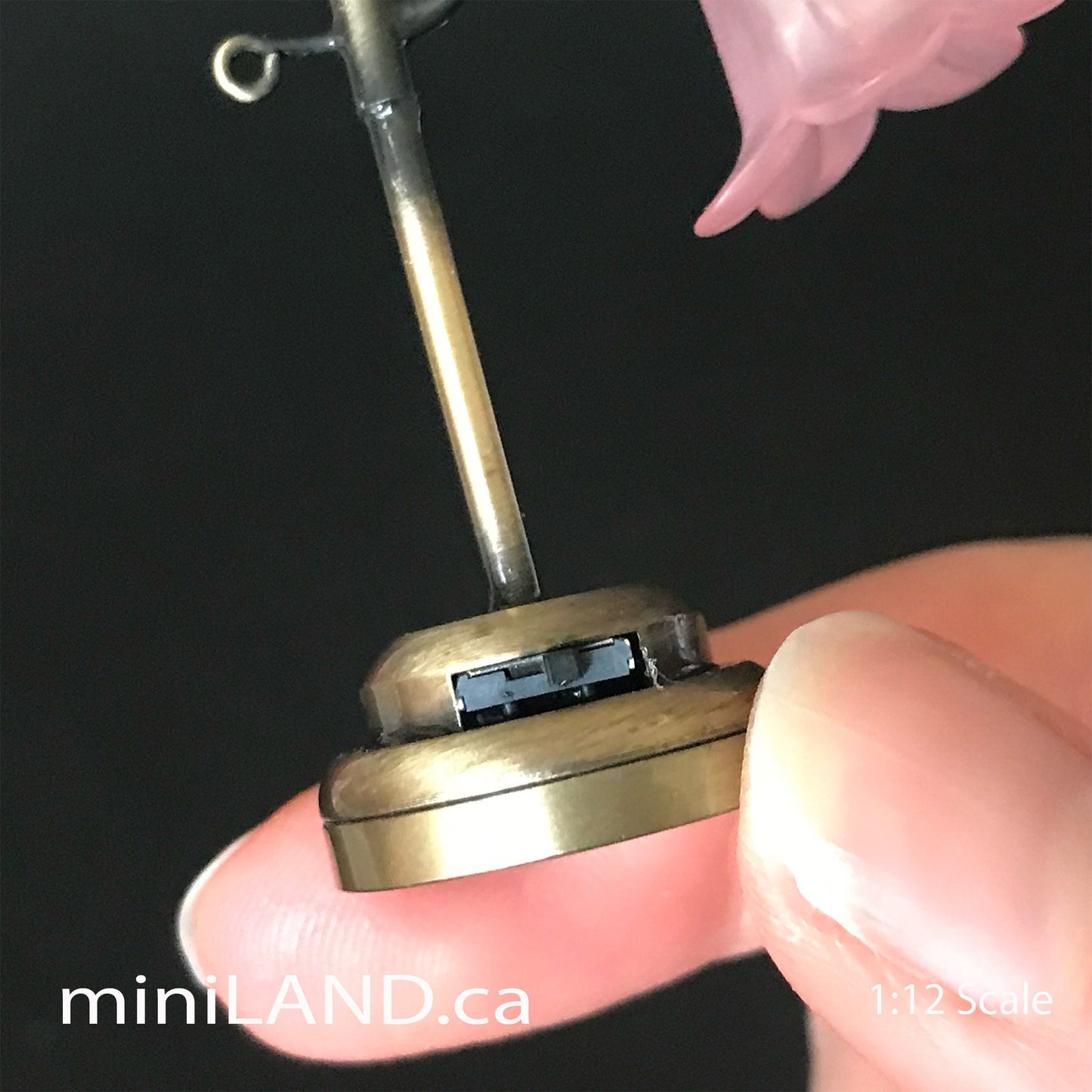Antique Tulip Table Lamp pink LED Super bright with On/off switch for 1:12 dollhouse miniature old time flower side light