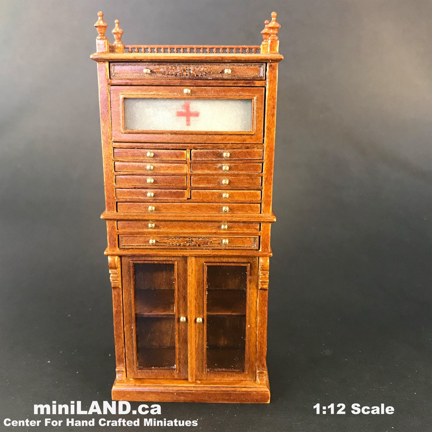 Medical doctor dentist cabinet Fine Quality walnut shelves dollhouse miniature 1:12 scale Y3315 WN