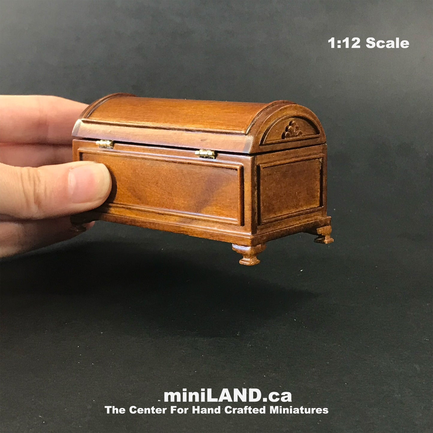 Humpback Chest dollhouse miniature 1" scale walnut wood Y3992 WN
