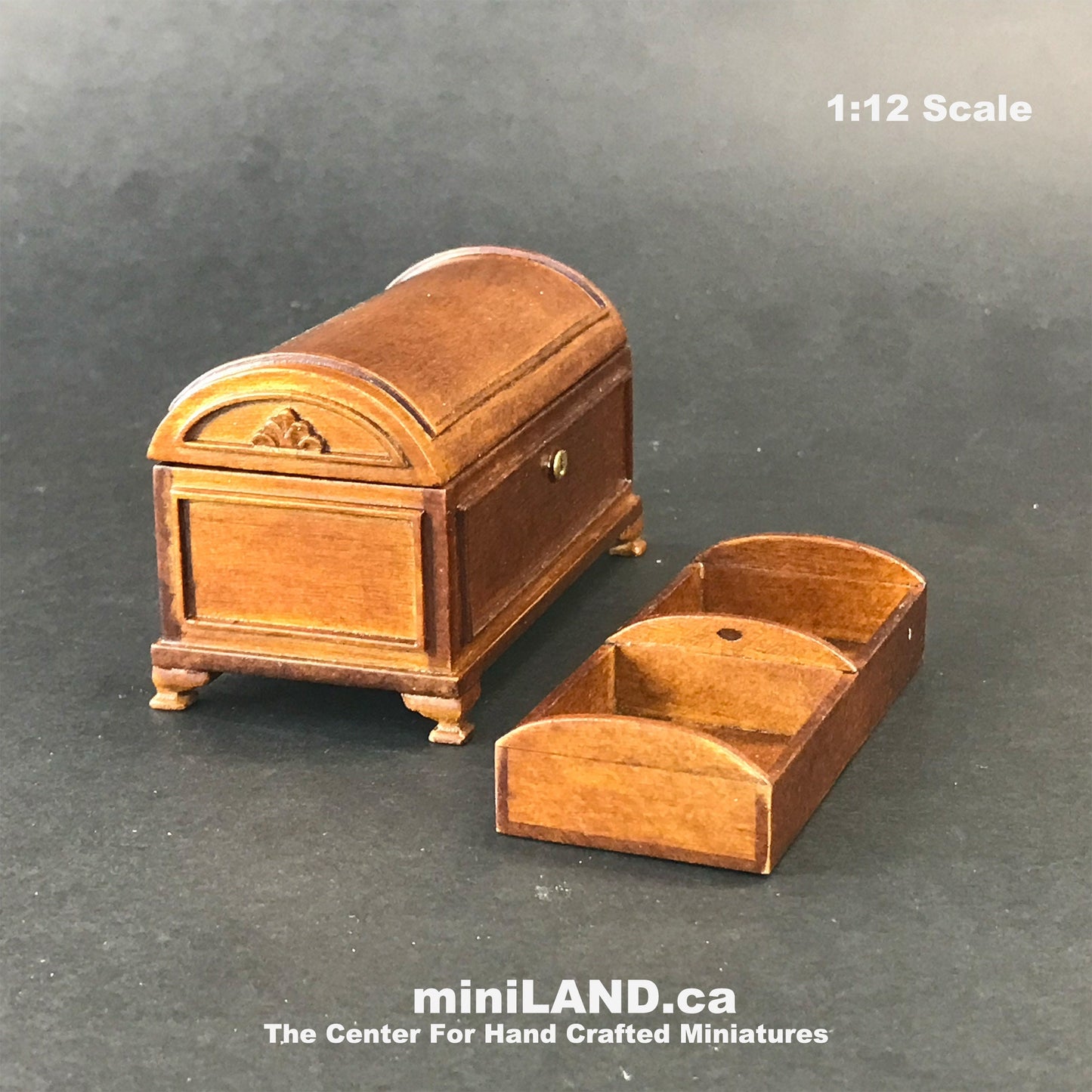 Humpback Chest dollhouse miniature 1" scale walnut wood Y3992 WN