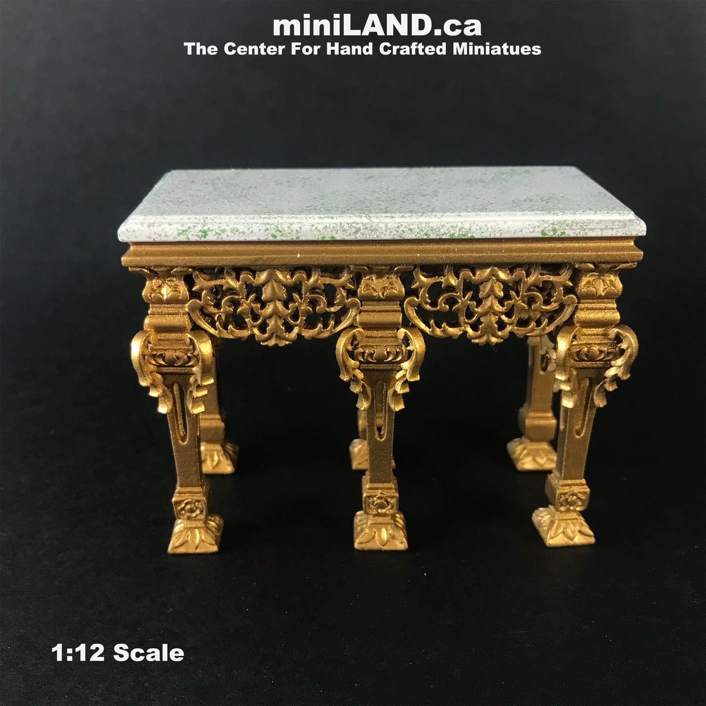Napoleon period style gold exquisite console table and side stands for dollhouse miniature 1:12