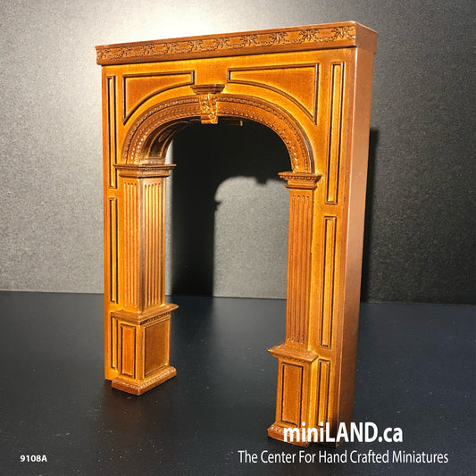 Cloison de séparation MANOR ARCHWAY - Finition des deux côtés 6,9"W 9108AWN Miniature de maison de poupée à l'échelle 1:12 Porte en noyer