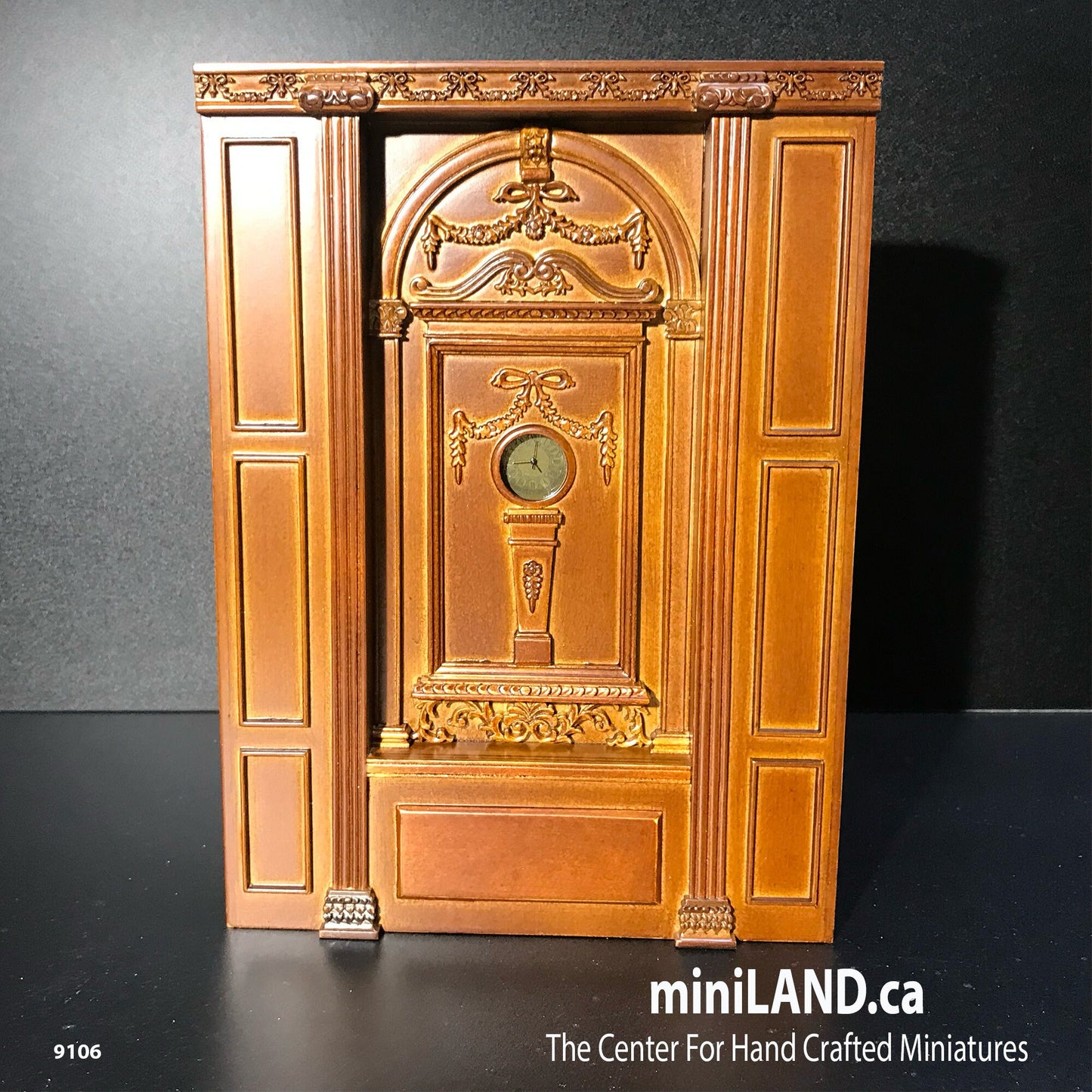 MANOR Working clock wall panel unit 6.9" wide dollhouse miniature 1:12 scale