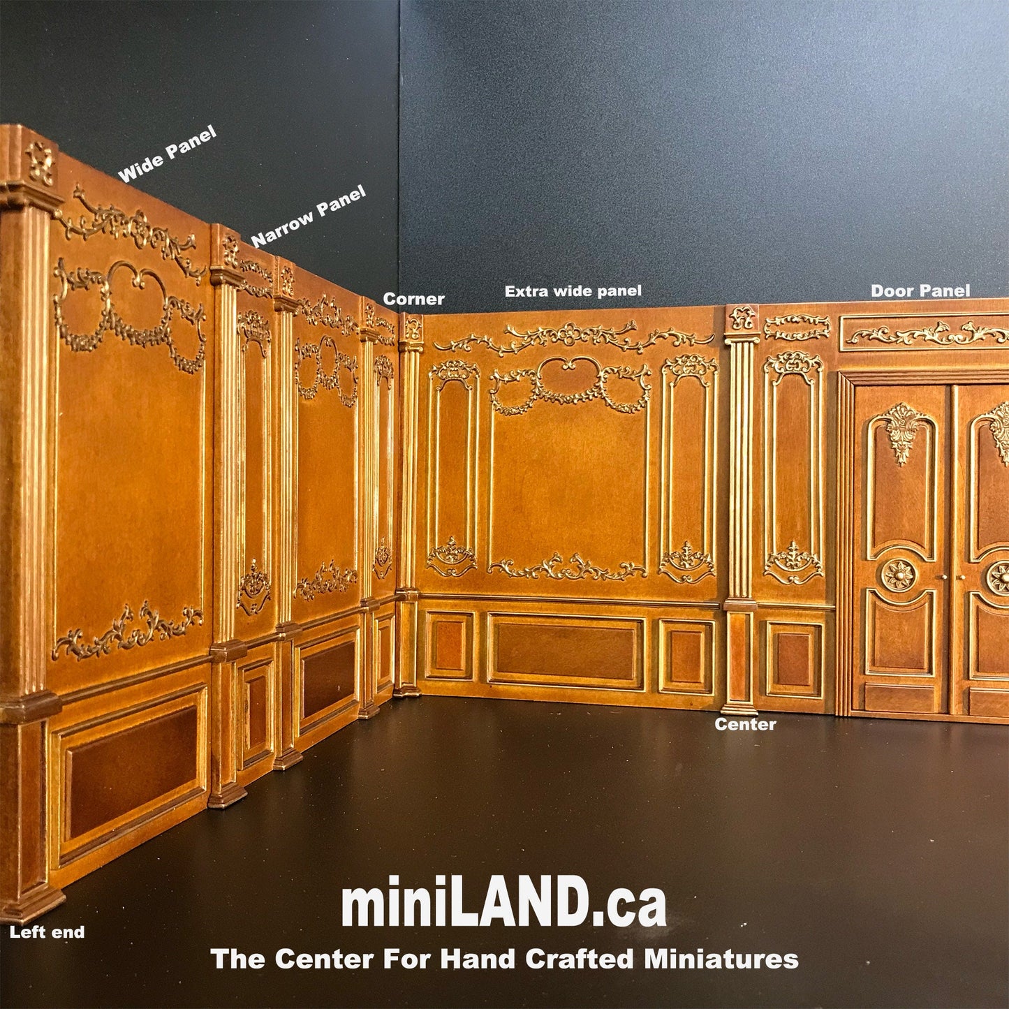 French Royal Paneling line WALNUT 1:12 scale Build a Room Using wall panels Components - top quality