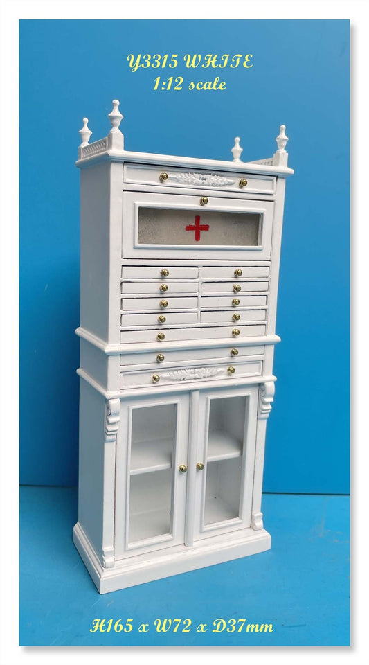 Arzt Zahnarzt Schrank Feine Qualität Walnuss Regale Puppenhaus Miniatur 1:12 Maßstab Y3315 WEIß