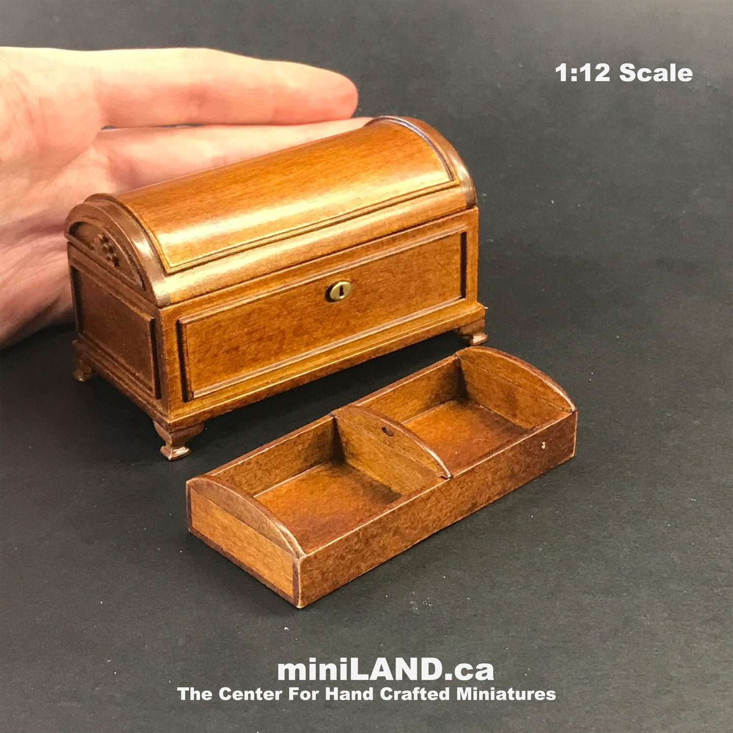 Humpback Chest dollhouse miniature 1" scale walnut wood Y3992 WN