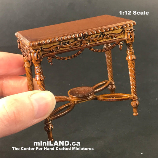 Victorian ornate side table for Dollhouse miniature 1:12 WN or MH color High quality handcrafted
