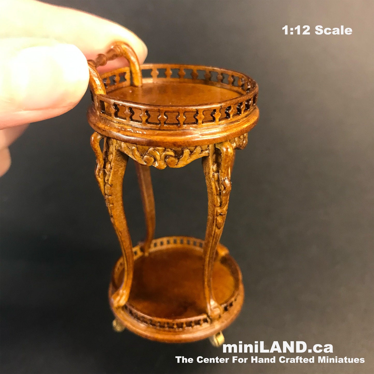 Tea Trolley Cart Quality Liquor service walnut or mahogany for dollhouse miniature 1:12 handcrafted