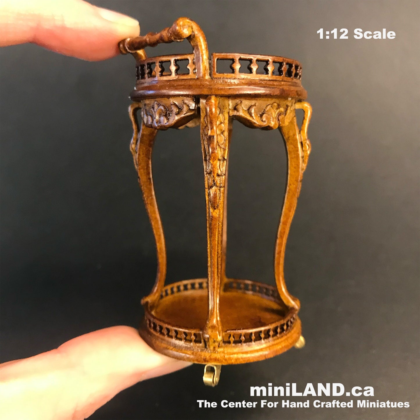 Tea Trolley Cart Quality Liquor service walnut or mahogany for dollhouse miniature 1:12 handcrafted
