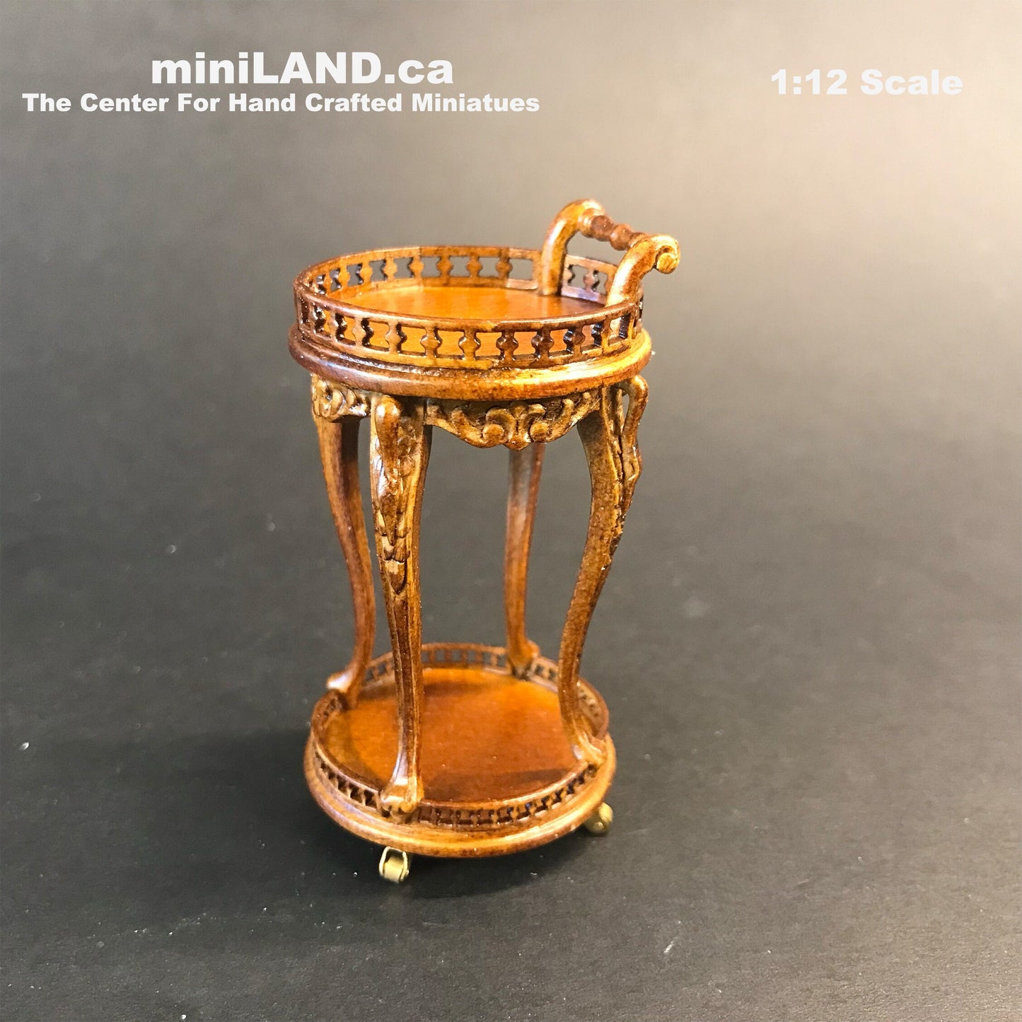 Tea Trolley Cart Quality Liquor service walnut or mahogany for dollhouse miniature 1:12 handcrafted