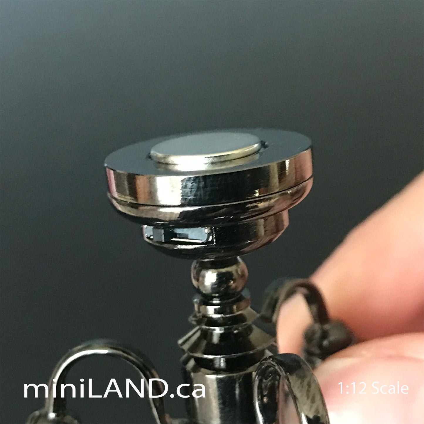 3 Arm gunmetal black globe clear glass ball chandelier LED Super bright with on/off switch for 1:12 scale dollhouse miniatures