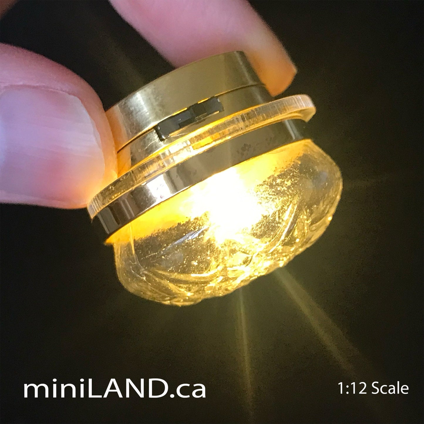 Brass ceiling lamp clear shade LED super bright light with on/off switch for 1:12 scale dollhouse miniatures