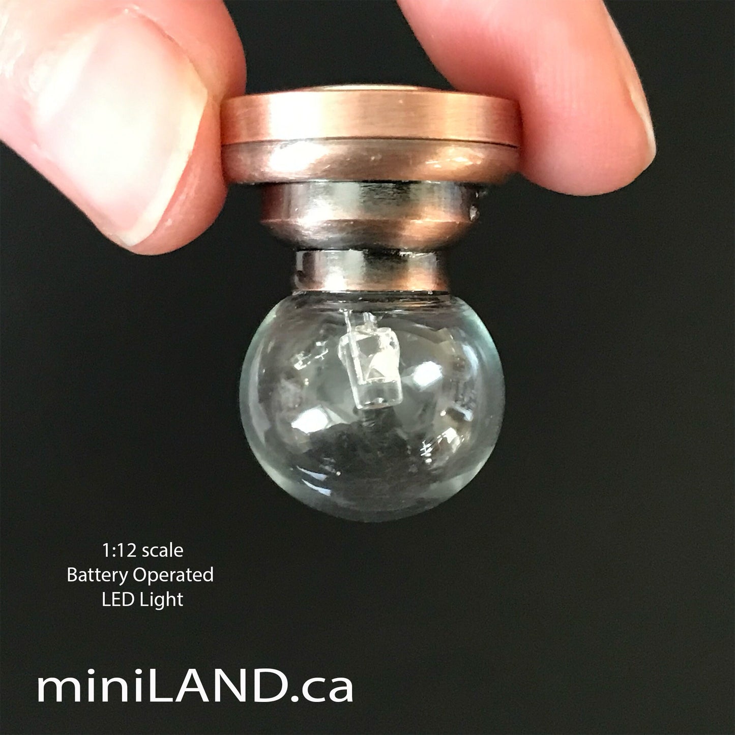 Plafonnier LED transparent à piles, lampe argentée/cuivre avec interrupteur marche/arrêt pour suspension de miniatures de maison de poupée à l'échelle 1:12