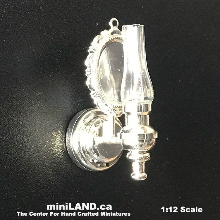 Wall sconce oil lamp clear glass LED super bright light with on/off switch for 1:12 scale dollhouse miniatures battery operated FA052004