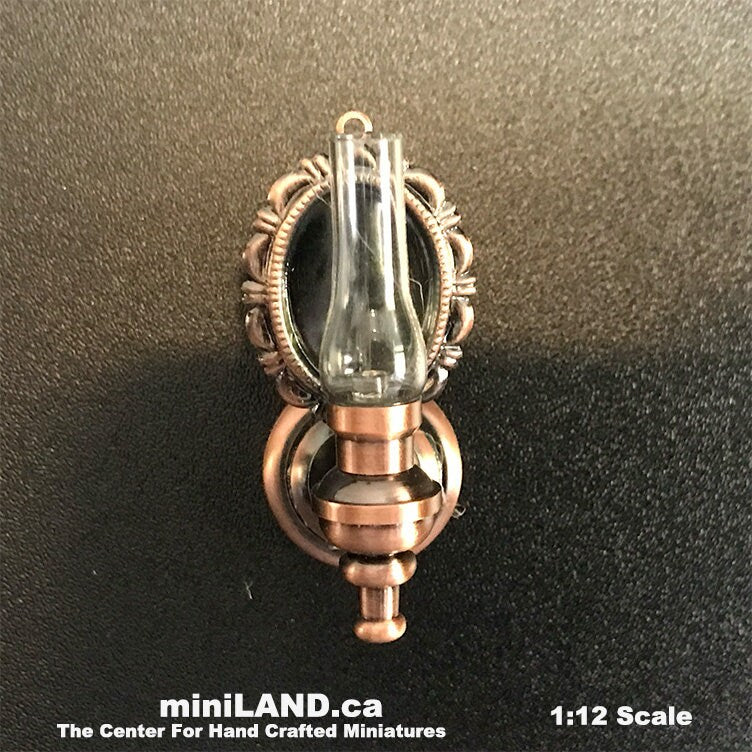 Wall sconce oil lamp clear glass LED super bright light with on/off switch for 1:12 scale dollhouse miniatures battery operated FA052004