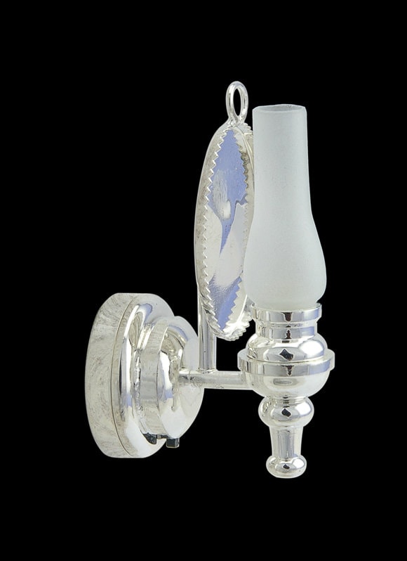 Brass frosted glass wall sconce oil lamp LED super bright light with on/off switch for 1:12 scale dollhouse miniatures