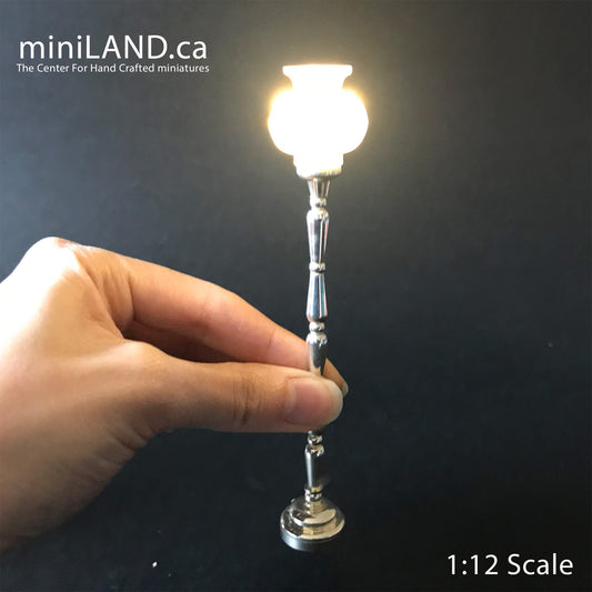 Floor light Silver LED Super bright standing floor lamp with on/off switch for 1:12 scale dollhouse miniatures