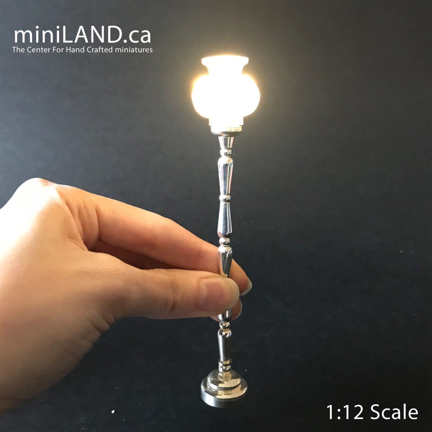 Floor light Silver LED Super bright standing floor lamp with on/off switch for 1:12 scale dollhouse miniatures